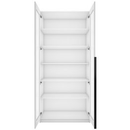 Шкаф распашной Е1 Локер 101x52.5x220 см, с белым стеклом и полками