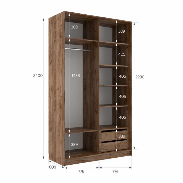 Шкафы-купе 2-х дверные, Шкаф-купе Эста Стекло белое+Стекло белое 160х66х240