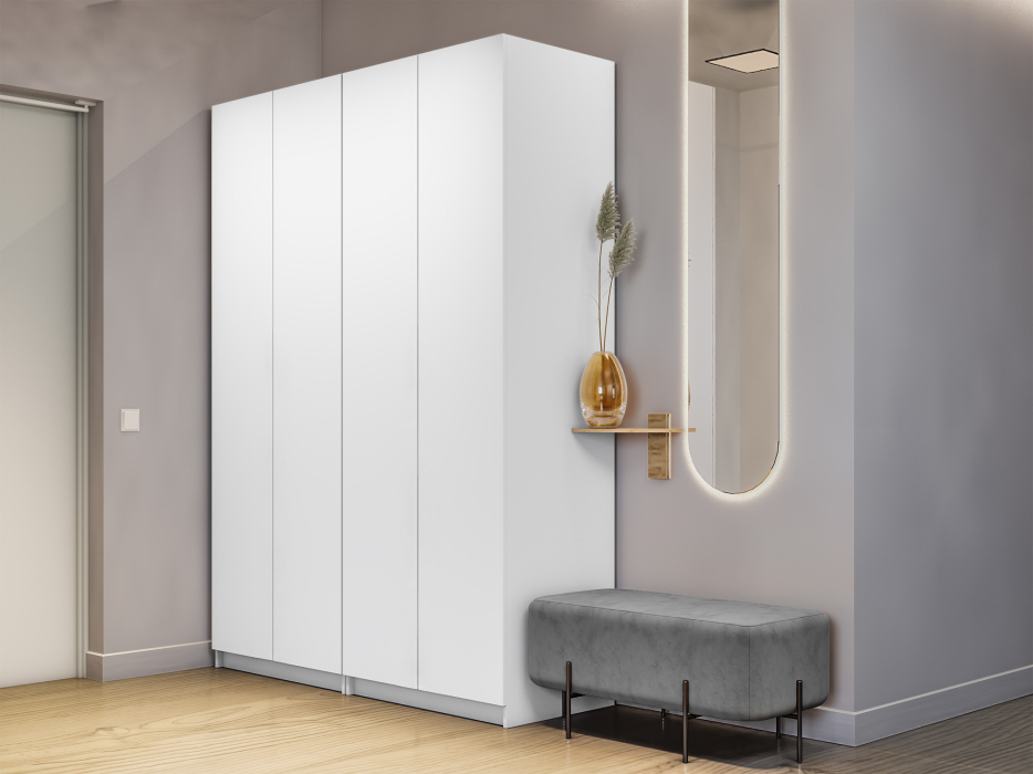 Шкафы распашные, Шкаф складной Е1 Локер ("Гармошка" с системой Push to Move/Правый)162х52.5х220 см,с двумя комплектами полок и двумя модулями