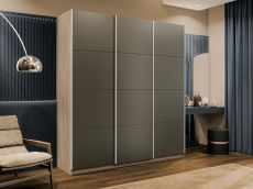 Шкафы-купе 3-х дверные, Шкаф-купе Прайм 3-х дверный Стекла хаки/Доводчики 180х57х230
