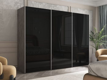 Шкаф Эста трио Стекло черное 2400 х 3000 х 660