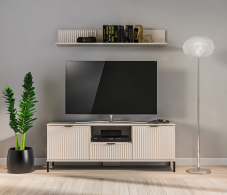 ТВ-тумбы, Тумба под ТВ с полкой для гостиной Турин Кашемир серый/МДФ Кашемир