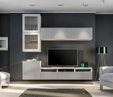 Стенки для гостиной, Гостиная (стенка) Тренд Белый/МДФ Джаз Светло-серый/МДФ Modern Светло-серый