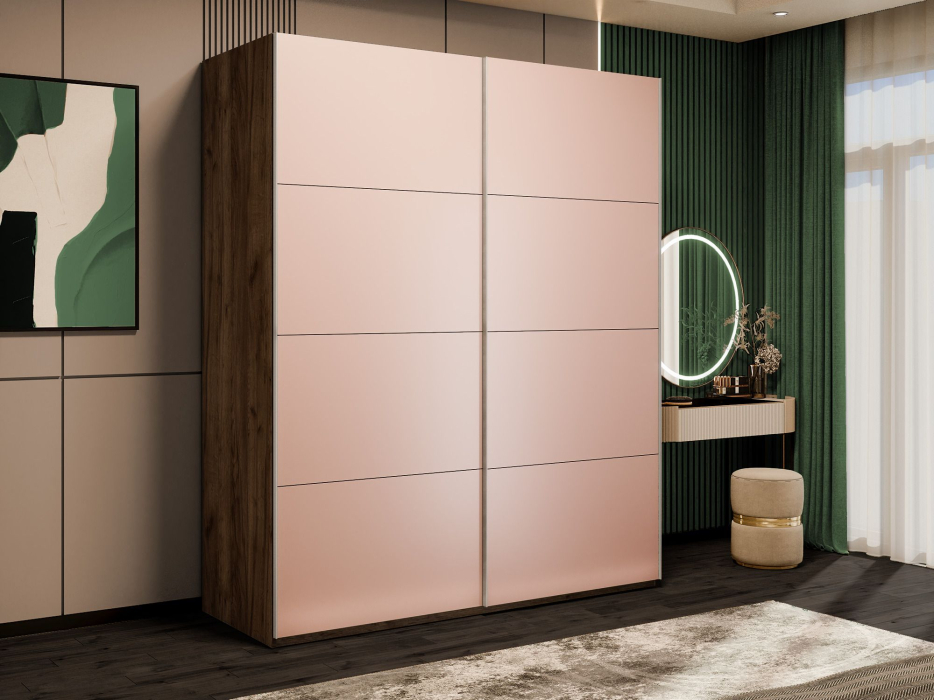 Шкафы-купе 2-х дверные, Шкаф-купе Эста 2-х дверный Стекла пудра/Доводчик 160х66х240