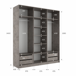 Шкаф-купе Эста 3-х дверный ДСП/Стекла хаки/Доводчик 270х66х240