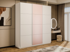 Шкафы-купе 3-х дверные, Шкаф-купе Прайм 3-х дверный Стекла пудра/ДСП/Доводчики 180х57х230