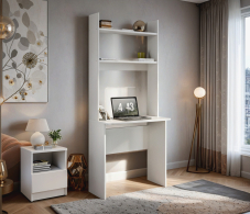 Прямые компьютерные столы, Комплект Альфа (тумба и стеллаж со столом), Белый