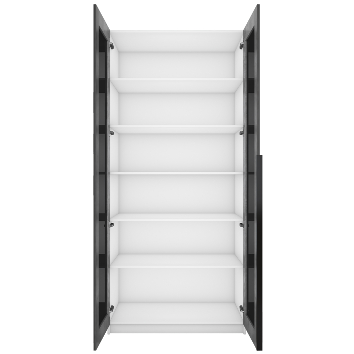 Шкафы распашные, Шкаф распашной Е1 Локер 101x52.5x220 см, с черным стеклом и полками