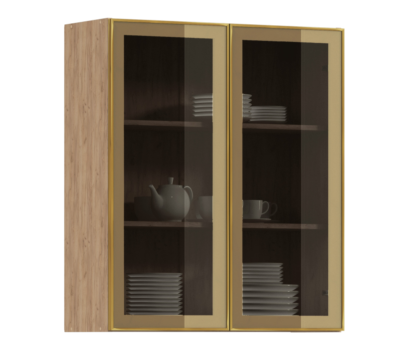 Навесные, Навесной шкаф Регина РП-180 (Дуб Вотан/Витрина Золото)