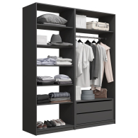 Гардеробные, Прямая гардеробная система с полками и модулем MOD_COMPL