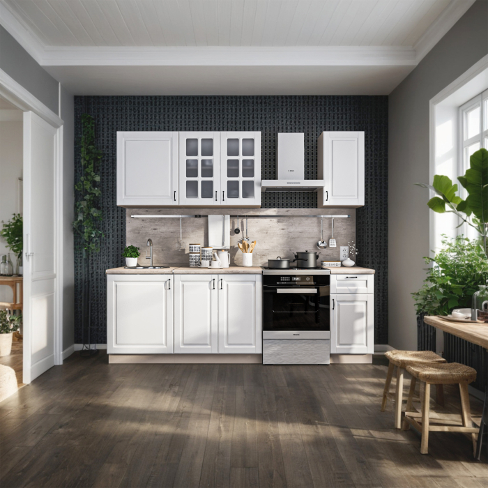 Кухонные гарнитуры, Кухонный гарнитур Регина24 Бежевый песок/МДФ Белоснежный/МетрополитанR5