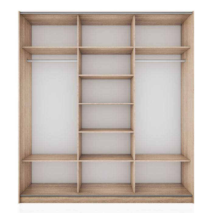 Шкафы-купе 3-х дверные, Шкаф-купе Прайм 3-х дверный Стекла белые/Зеркало/Доводчики 210х57х230