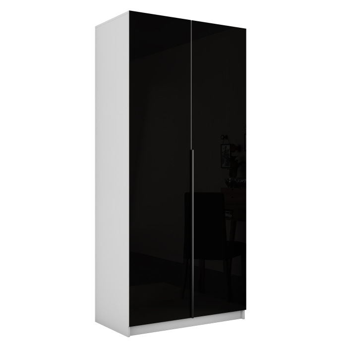 Шкафы распашные, Шкаф распашной Е1 Локер 101x52.5x220 см, с черным стеклом и полками
