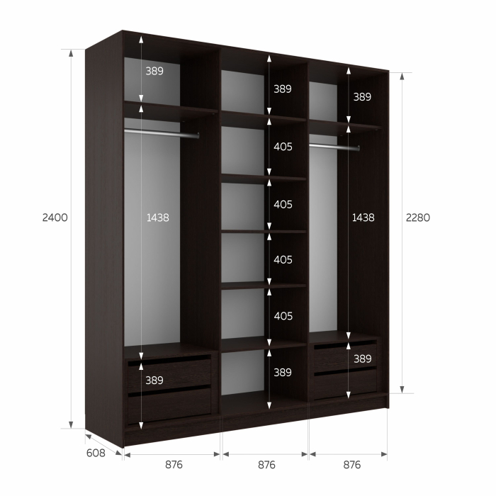 Шкафы-купе 3-х дверные, Шкаф-купе Эста 3-х дверный Стекла фисташка/Доводчик 270х66х240