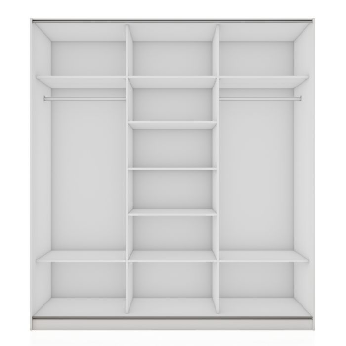 Шкафы-купе 3-х дверные, Шкаф-купе Прайм 3-х дверный ДСП/Стекло белое/Доводчики 210х57х230