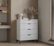 Комоды, Комод Тренд СБ-3444 4 ящика Белый Альпийский/МДФ Джаз Серый