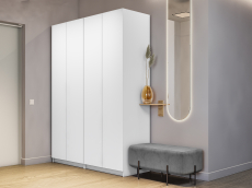 Шкафы распашные, Шкаф складной Е1 Локер ("Гармошка" с системой Push to Move/Правый)162х52.5х220 см,с полками и двумя модулями