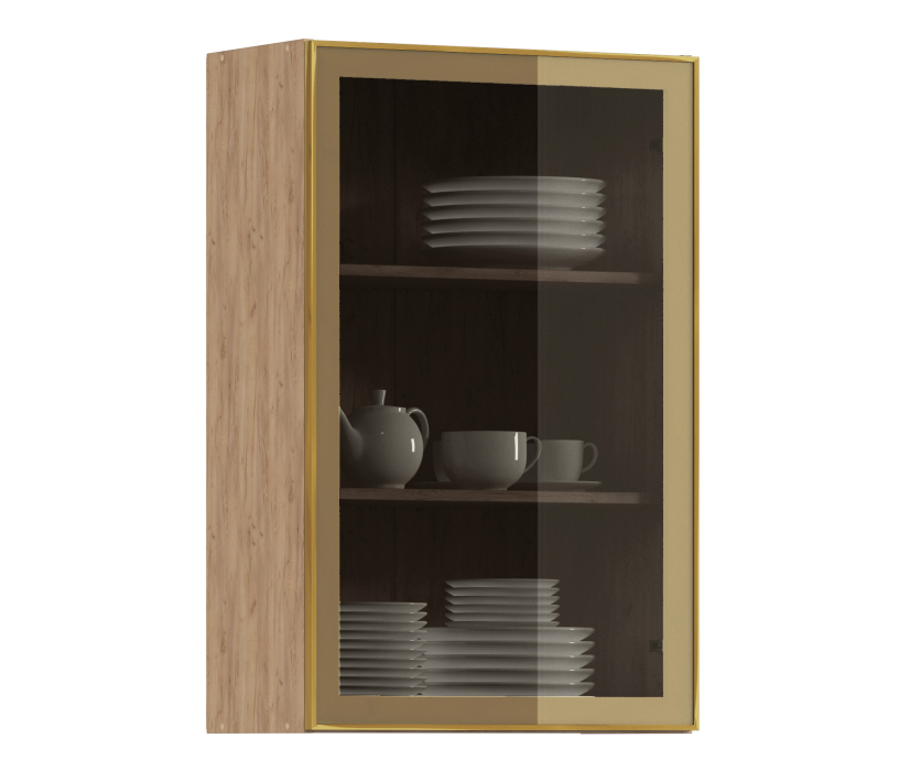 Навесные, Навесной шкаф Регина РП-160 (Дуб Вотан/Витрина Золото)