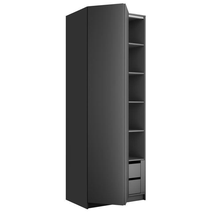 Шкафы распашные, Шкаф складной Е1 Локер ("Гармошка" с системой Push to Move/Левый)81х52.5х220 см, с полками и модулем