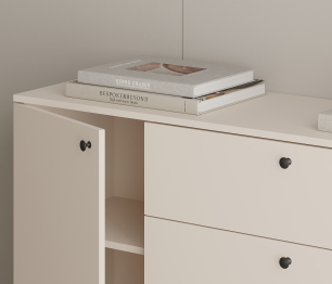 Комод Тренд СБ-3443 3 ящика, 2 двери Кашемир серый/ЛДСП Белла Кашемир серый