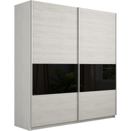 Шкаф-купе Прайм 2-х дверный ДСП/Стекло черное вставка 160х57х230