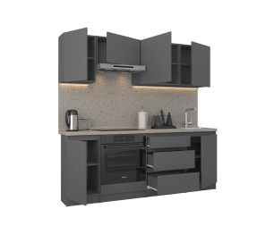 Кухонный гарнитур Леон прямой 210 см, диамант серый