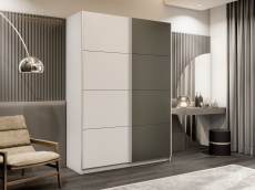 Шкафы-купе 2-х дверные, Шкаф-купе Прайм 2-х дверный ДСП/Стекло хаки/Доводчики 140х57х230