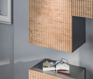 Гостиная (стенка) Тренд Диамант серый/МДФ Джаз Акация светлая