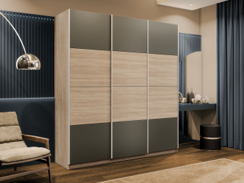 Шкаф-купе Эста 3-х дверный ДСП/Стекла хаки/Доводчик 300х66х240