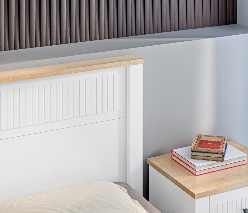 Спальные гарнитуры, Набор для спальни Монтана Белый Альпийский,Дуб Гамильтон/МДФ Дуб Белый