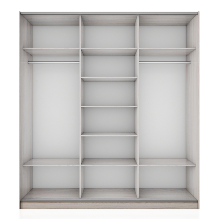 Шкафы-купе 3-х дверные, Шкаф-купе Прайм 3-х дверный ДСП/Стекло белое/Доводчики 210х57х230