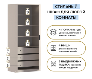 Шкаф двухдверный Макс 1000 мм, вариант №5 (ЛДСП/МДФ)