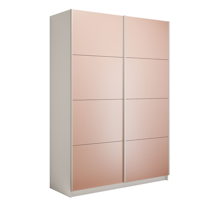Шкафы-купе 2-х дверные, Шкаф-купе Прайм 2-х дверный Стекла пудра/Доводчики 140х57х230