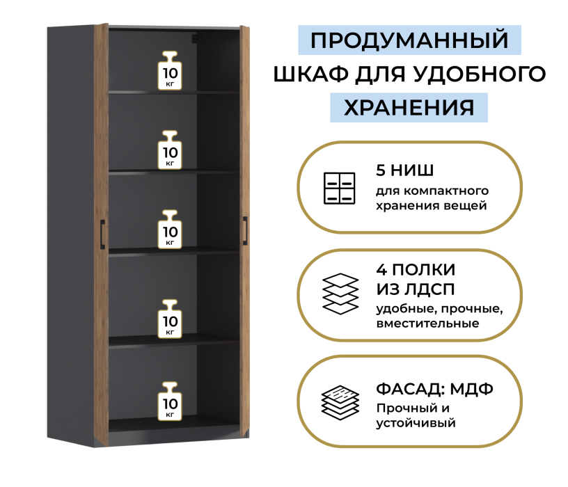В спальню, Шкаф двухдверный Макс 1000 мм, вариант №2 (ЛДСП)