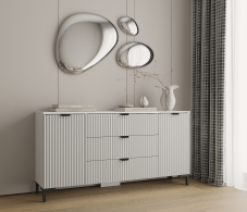 Комоды, Комод Тренд СБ-3443 3 ящика, 2 двери Белый/МДФ Джаз Серый