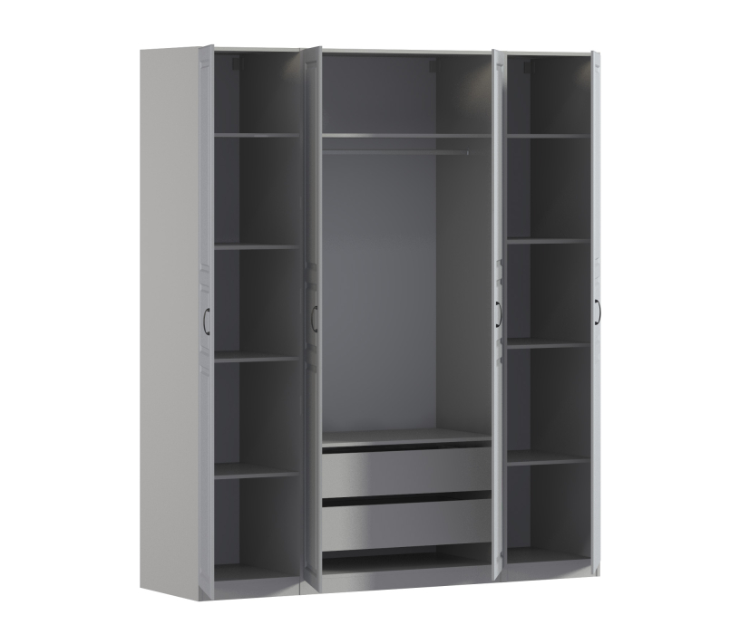 Для одежды, Шкаф четырехдверный Макс 2000 мм, вариант №1 (ЛДСП/МДФ)