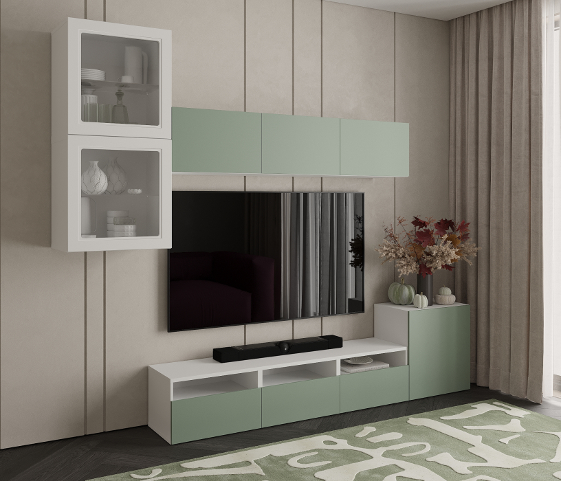 Стенки для гостиной, Гостиная Тренд Белый/Камыш