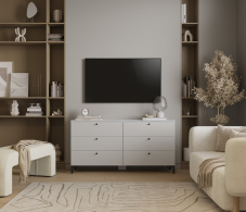 Комоды, Комод Тренд СБ-3442 6 ящиков Белый Альпийский/Серый перламутровый