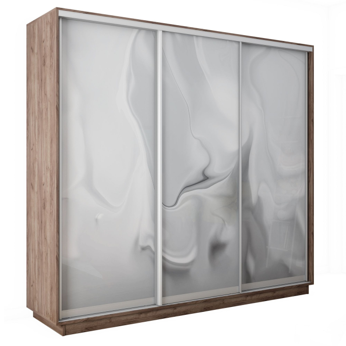 Шкафы-купе 3-х дверные, Шкаф-купе Экспресс 3-х дверный Фотопечать Шелк Стекла 240х45х240