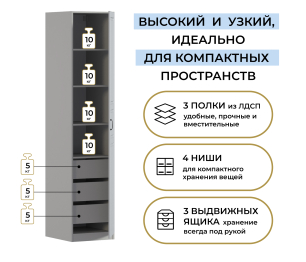 Шкаф однодверный Макс 500 мм, вариант №5 (ЛДСП/МДФ)