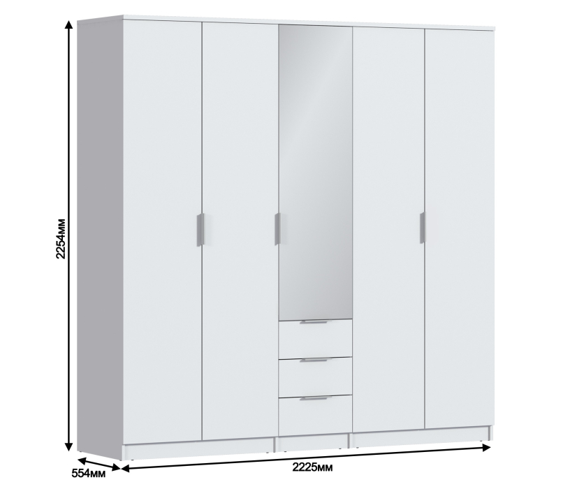 В спальню, Шкаф 5-ти дверный Николь СБ-2594/1 Белый