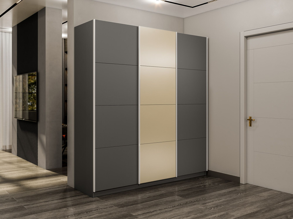 Шкафы-купе 3-х дверные, Шкаф-купе Прайм 3-х дверный Стекла фисташка/ДСП/Доводчики 210х57х230