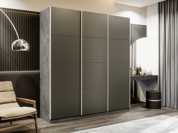 Шкаф-купе Прайм Широкий 3-х дверный Стекла хаки/Доводчики 240х57х230