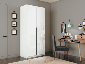 Шкаф распашной Е1 Локер 101x52.5x220 см, с белым стеклом