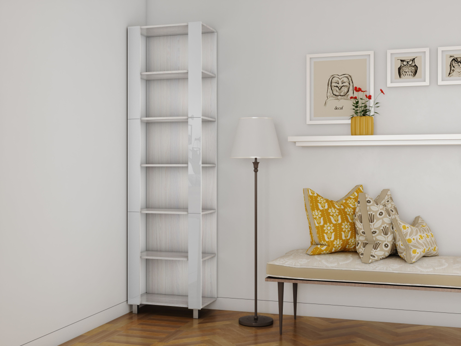 Открытые, Стеллаж модульный Универсальный 35х51х230 Белое стекло