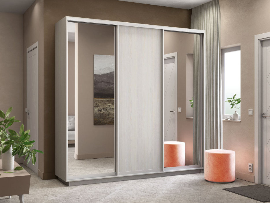 Шкафы-купе, Шкаф-купе Экспресс Медиум (2 зеркала) трио 2400 x 2400 x 600