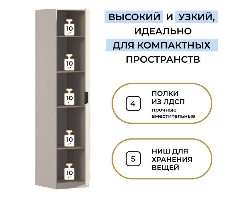 Для одежды, Шкаф однодверный Макс 500 мм, вариант №2 (ЛДСП/МДФ)