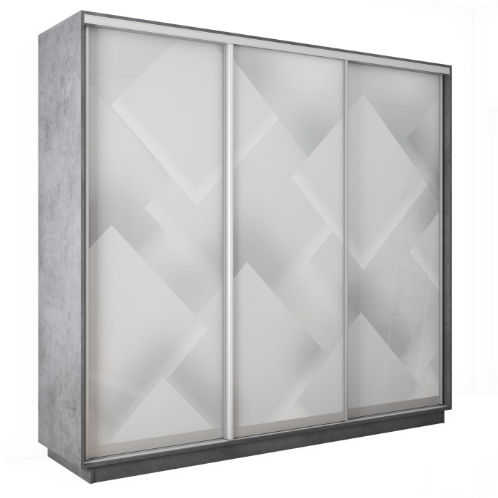 Шкафы-купе 3-х дверные, Шкаф-купе Экспресс 3-х дверный Фотопечать Квадрат Стекла 180х60х220