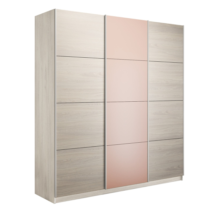 Шкафы-купе 3-х дверные, Шкаф-купе Прайм Широкий 3-х дверный ДСП/Стекла пудра/Доводчики 240х57х230