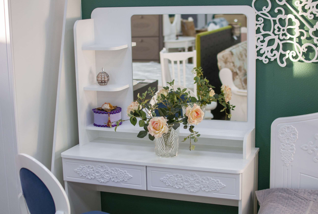 Зеркала в спальню, Туалетный столик с зеркалом Ассоль Лайт ТНC-2